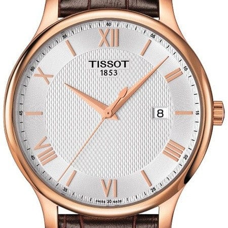 Buy Shop Tissot T Classic Tradition Silver Dial Brown Leather Strap Watch For Men - T063.610.36.038.00 USA Online