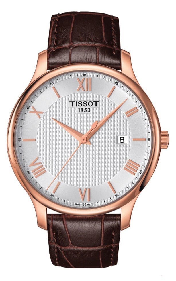 Buy Shop Tissot T Classic Tradition Silver Dial Brown Leather Strap Watch For Men - T063.610.36.038.00 USA Online