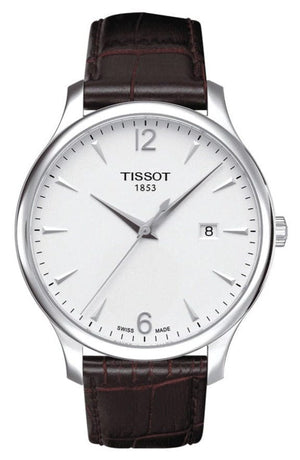 Buy Shop Tissot T Classic Tradition White Dial Brown Leather Strap Watch For Men - T063.610.16.037.00 USA Online