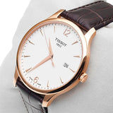 Buy Shop Tissot T Classic Tradition White Dial Brown Leather Strap Watch For Men - T063.610.36.037.00 USA Online