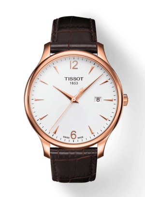 Buy Shop Tissot T Classic Tradition White Dial Brown Leather Strap Watch For Men - T063.610.36.037.00 USA Online
