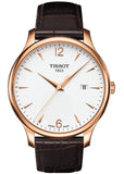 Buy Shop Tissot T Classic Tradition White Dial Brown Leather Strap Watch For Men - T063.610.36.037.00 USA Online