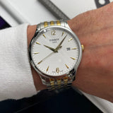 Buy Shop Tissot T Classic Tradition White Dial Two Tone Mesh Bracelet Watch For Men - T063.610.22.037.00 USA Online