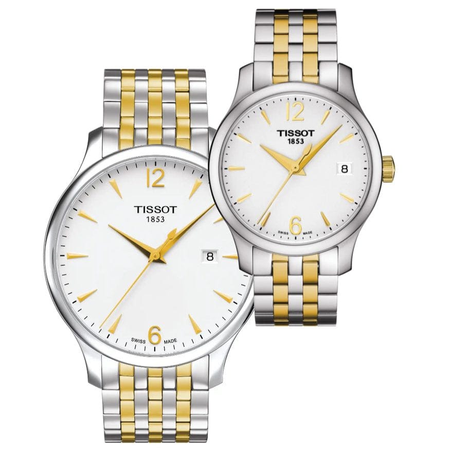 Buy Shop Tissot T Classic Tradition White Dial Two Tone Mesh Bracelet Watch For Men - T063.610.22.037.00 USA Online