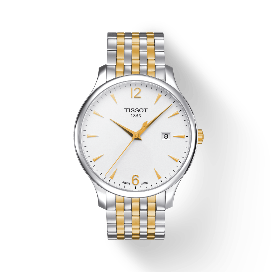 Buy Shop Tissot T Classic Tradition White Dial Two Tone Mesh Bracelet Watch For Men - T063.610.22.037.00 USA Online