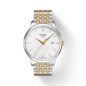 Buy Shop Tissot T Classic Tradition White Dial Two Tone Mesh Bracelet Watch For Men - T063.610.22.037.00 USA Online