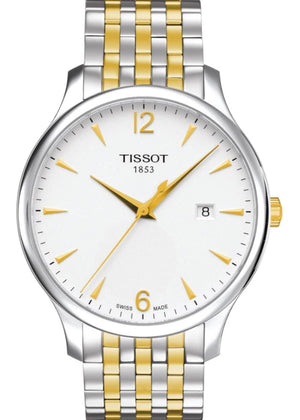 Buy Shop Tissot T Classic Tradition White Dial Two Tone Mesh Bracelet Watch For Men - T063.610.22.037.00 USA Online