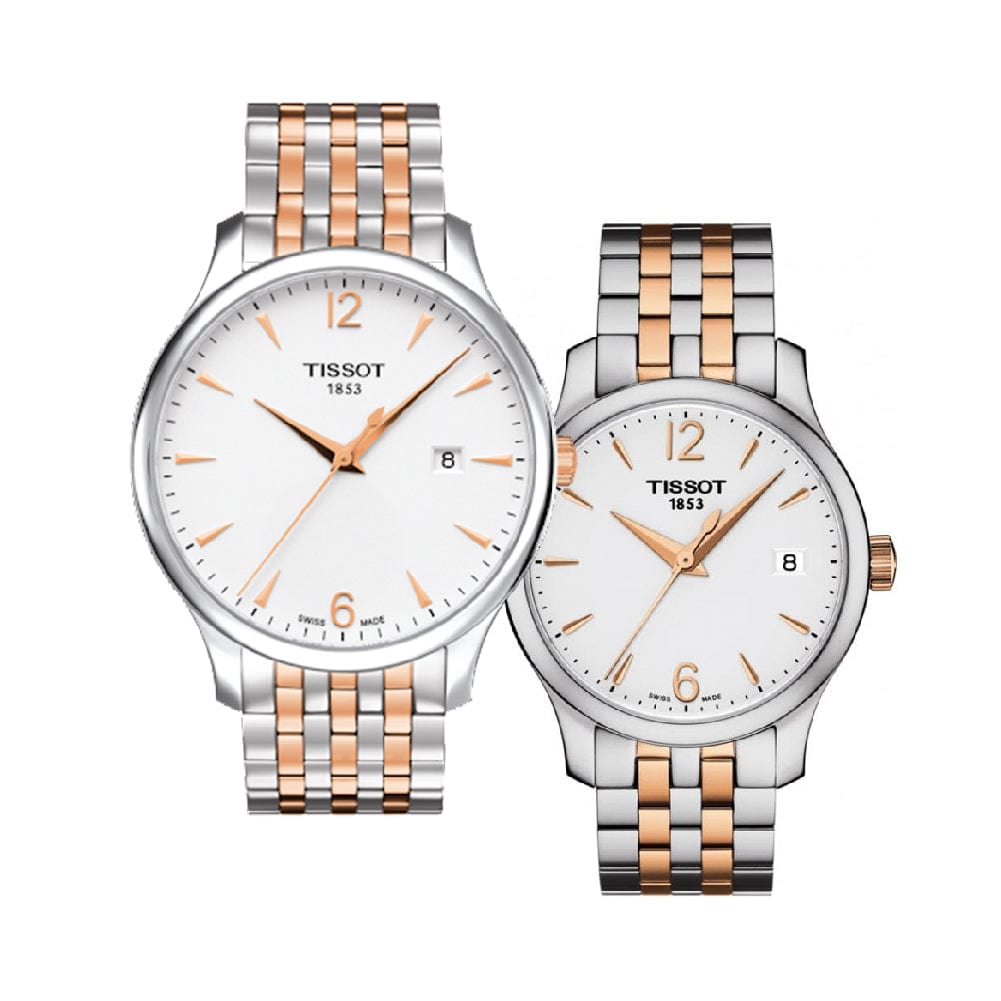 Buy Shop Tissot T Classic Tradition White Dial Two Tone Mesh Bracelet Watch For Men - T063.610.22.037.01 USA Online