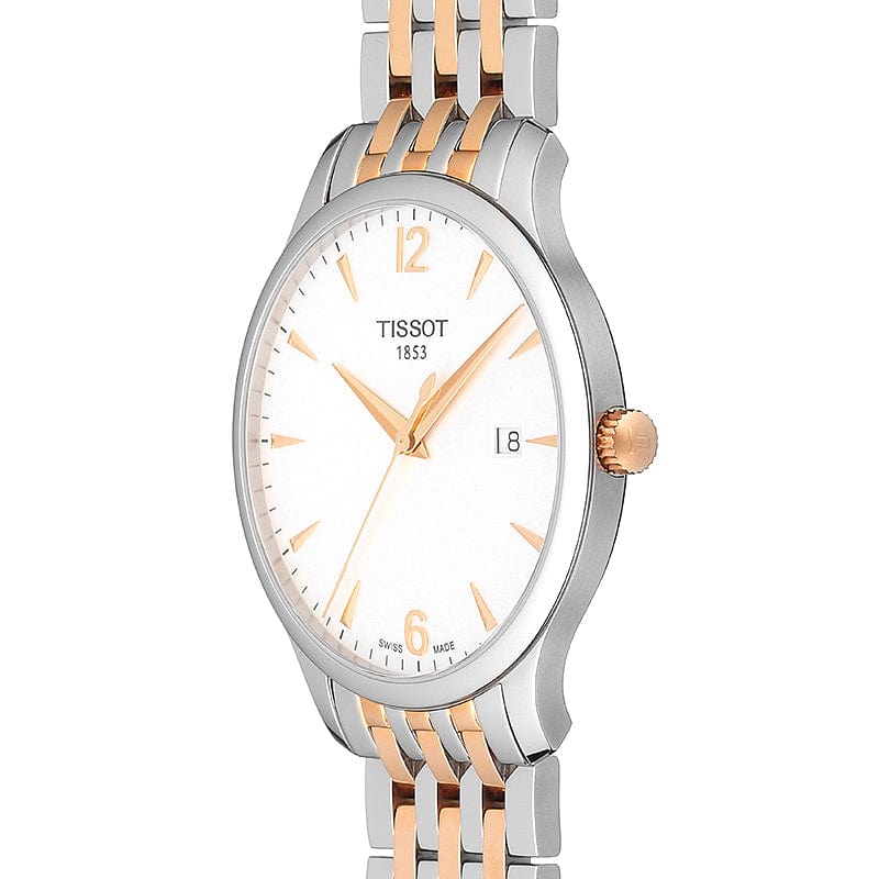 Buy Shop Tissot T Classic Tradition White Dial Two Tone Mesh Bracelet Watch For Men - T063.610.22.037.01 USA Online