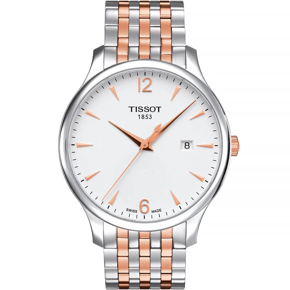 Buy Shop Tissot T Classic Tradition White Dial Two Tone Mesh Bracelet Watch For Men - T063.610.22.037.01 USA Online