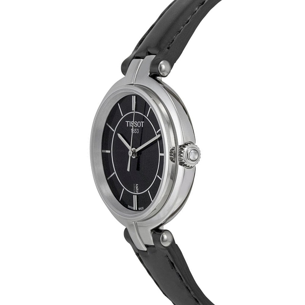 Buy Shop Tissot T Lady Flamingo Black Dial Black Leather Strap Watch For Women - T094.210.16.051.00 USA Online