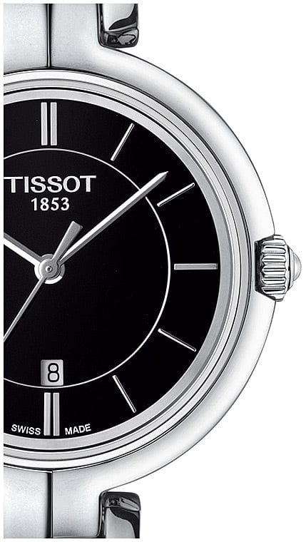 Buy Shop Tissot T Lady Flamingo Black Dial Black Leather Strap Watch For Women - T094.210.16.051.00 USA Online