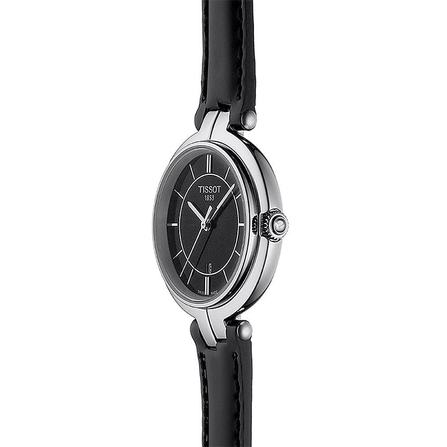 Buy Shop Tissot T Lady Flamingo Black Dial Black Leather Strap Watch For Women - T094.210.16.051.00 USA Online