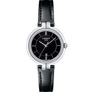 Buy Shop Tissot T Lady Flamingo Black Dial Black Leather Strap Watch For Women - T094.210.16.051.00 USA Online