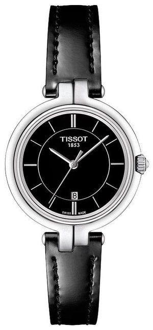Buy Shop Tissot T Lady Flamingo Black Dial Black Leather Strap Watch For Women - T094.210.16.051.00 USA Online