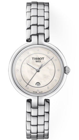 Buy Shop Tissot T Lady Flamingo Diamonds White Dial Silver Steel Strap Watch For Women - T094.210.11.116.01 USA Online