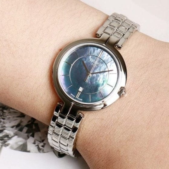 Buy Shop Tissot T Lady Flamingo Mother of Pearl Blue Dial Silver Steel Strap Watch For Women - T094.210.11.121.00 USA Online
