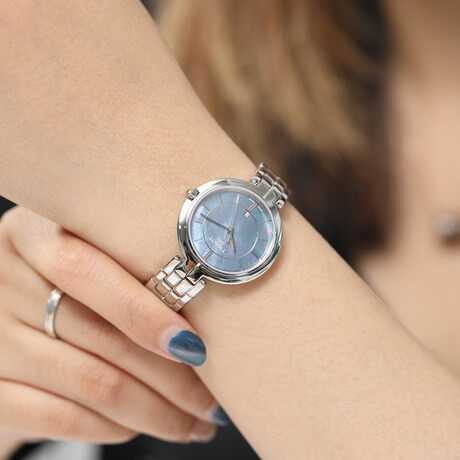Buy Shop Tissot T Lady Flamingo Mother of Pearl Blue Dial Silver Steel Strap Watch For Women - T094.210.11.121.00 USA Online
