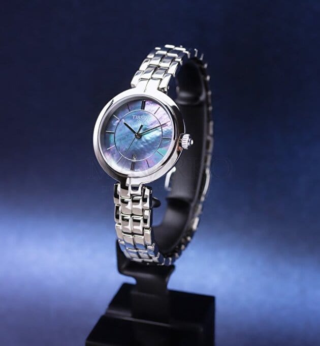Buy Shop Tissot T Lady Flamingo Mother of Pearl Blue Dial Silver Steel Strap Watch For Women - T094.210.11.121.00 USA Online