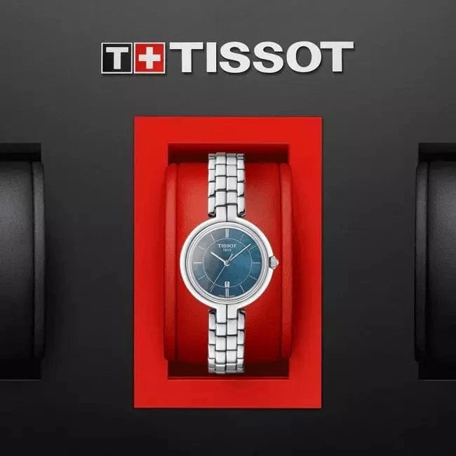 Buy Shop Tissot T Lady Flamingo Mother of Pearl Blue Dial Silver Steel Strap Watch For Women - T094.210.11.121.00 USA Online
