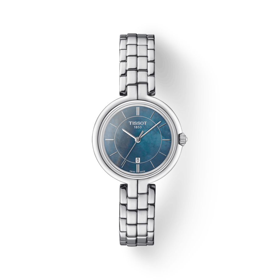 Buy Shop Tissot T Lady Flamingo Mother of Pearl Blue Dial Silver Steel Strap Watch For Women - T094.210.11.121.00 USA Online