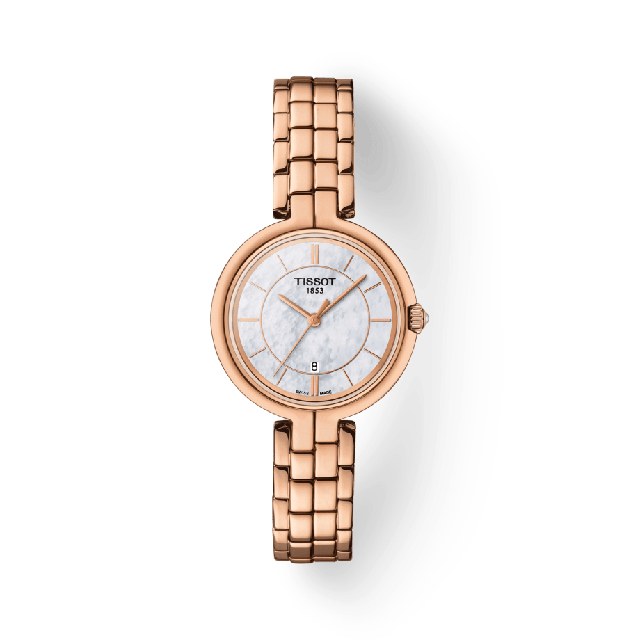 Buy Shop Tissot T Lady Flamingo Mother of Pearl Dial Rose Gold Steel Strap Watch For Women - T094.210.33.111.01 USA Online