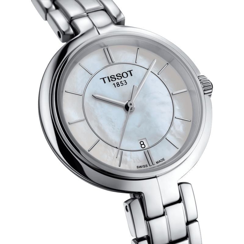 Buy Shop Tissot T Lady Flamingo Mother of Pearl White Dial Silver Steel Strap Watch For Women - T094.210.11.111.00 USA Online