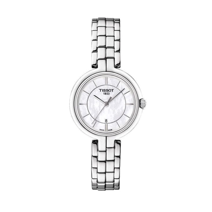 Buy Shop Tissot T Lady Flamingo Mother of Pearl White Dial Silver Steel Strap Watch For Women - T094.210.11.111.00 USA Online
