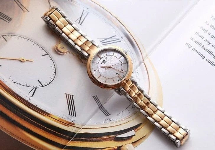 Buy Shop Tissot T Lady Flamingo Mother of Pearl White Dial Two Tone Steel Strap Watch For Women - T094.210.22.111.00 USA Online