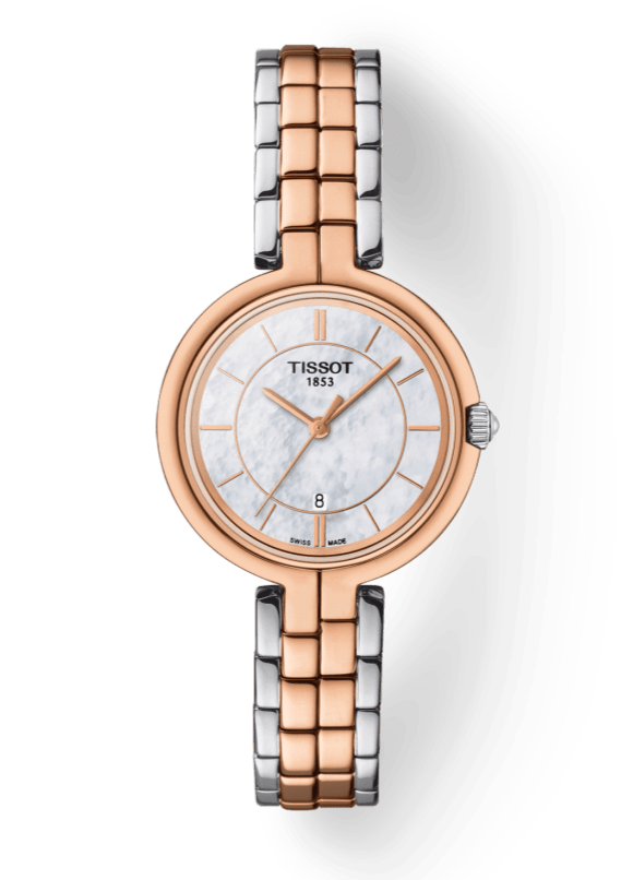 Buy Shop Tissot T Lady Flamingo Mother of Pearl White Dial Two Tone Steel Strap Watch For Women - T094.210.22.111.00 USA Online