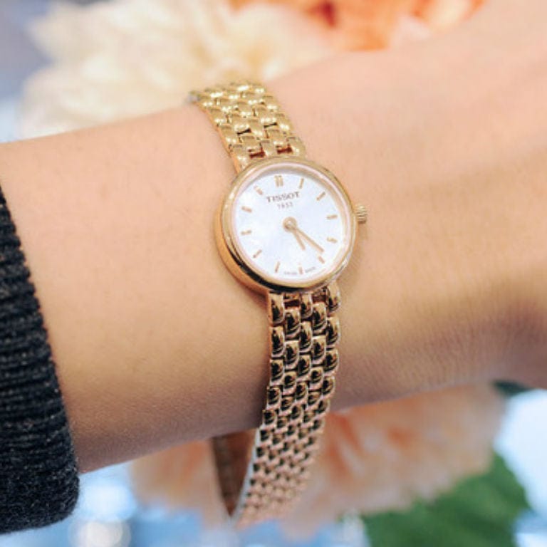 Buy Shop Tissot T Lady Lovely Mother of Pearl Dial Rose Gold Steel Strap Watch For Women - T058.009.33.111.00 USA Online