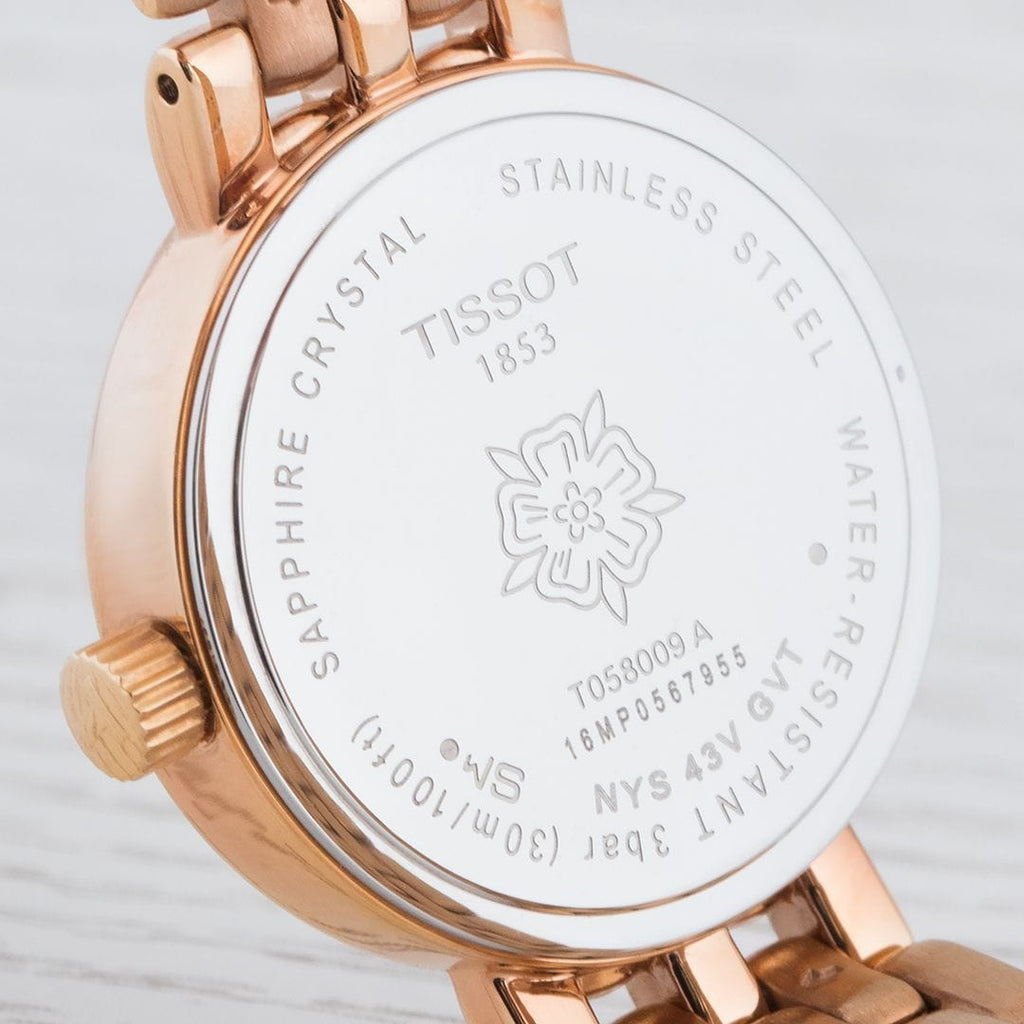 Buy Shop Tissot T Lady Lovely Mother of Pearl Dial Rose Gold Steel Strap Watch For Women - T058.009.33.111.00 USA Online