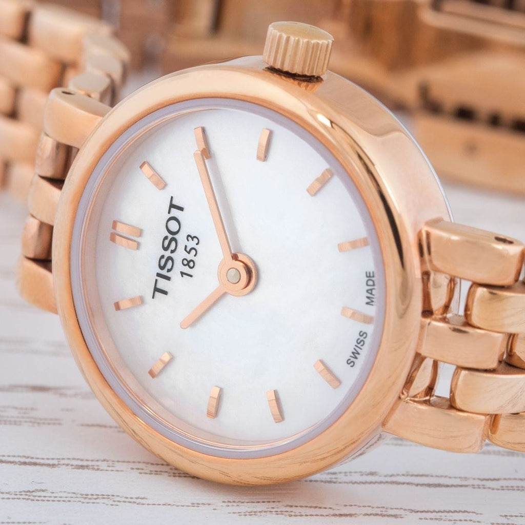 Buy Shop Tissot T Lady Lovely Mother of Pearl Dial Rose Gold Steel Strap Watch For Women - T058.009.33.111.00 USA Online