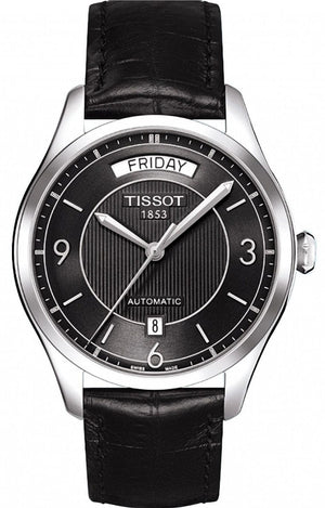 Buy Shop Tissot T One Automatic Black Dial Black Leather Strap Watch For Men - T038.430.16.057.00 USA Online