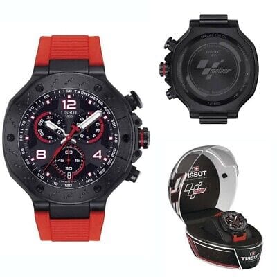 Buy Shop Tissot T Race Chronograph Black Dial Red Rubber Strap Watch For Men - T141.417.37.057.01 USA Online