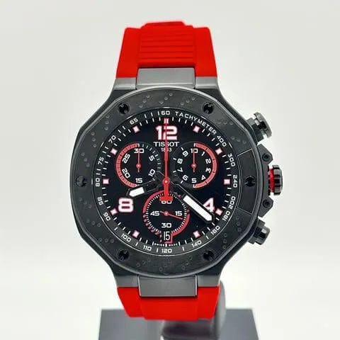 Buy Shop Tissot T Race Chronograph Black Dial Red Rubber Strap Watch For Men - T141.417.37.057.01 USA Online