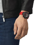 Buy Shop Tissot T Race Chronograph Black Dial Red Rubber Strap Watch For Men - T141.417.37.057.01 USA Online
