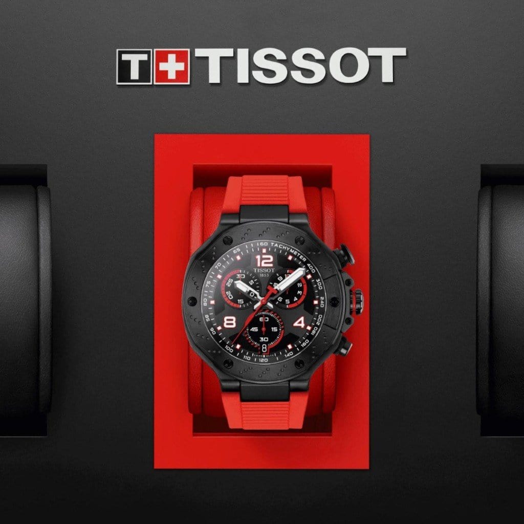 Buy Shop Tissot T Race Chronograph Black Dial Red Rubber Strap Watch For Men - T141.417.37.057.01 USA Online