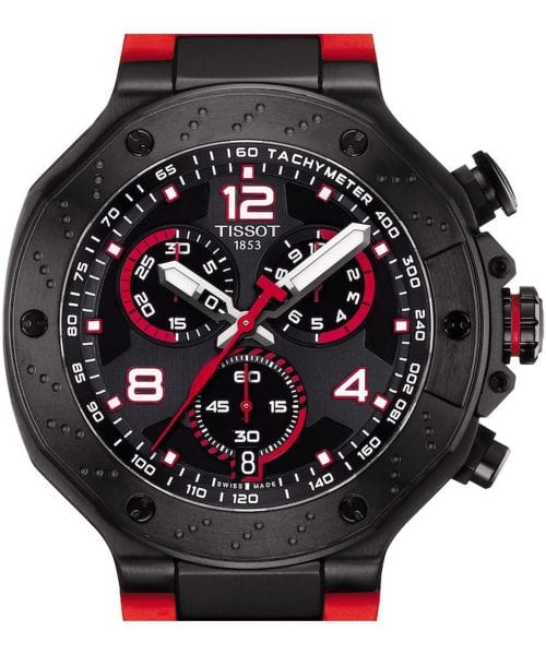 Buy Shop Tissot T Race Chronograph Black Dial Red Rubber Strap Watch For Men - T141.417.37.057.01 USA Online