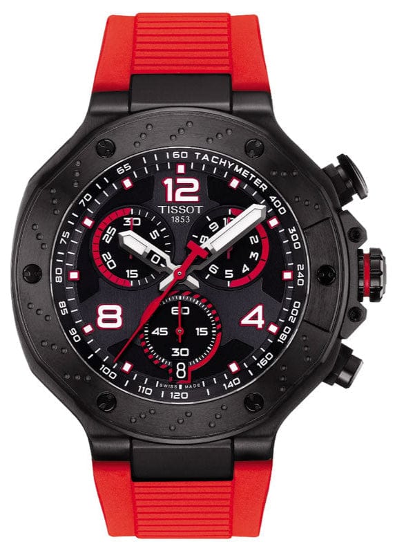 Buy Shop Tissot T Race Chronograph Black Dial Red Rubber Strap Watch For Men - T141.417.37.057.01 USA Online