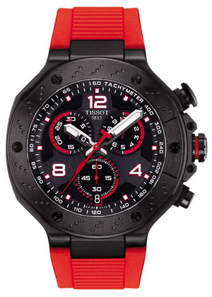 Buy Shop Tissot T Race Chronograph Black Dial Red Rubber Strap Watch For Men - T141.417.37.057.01 USA Online