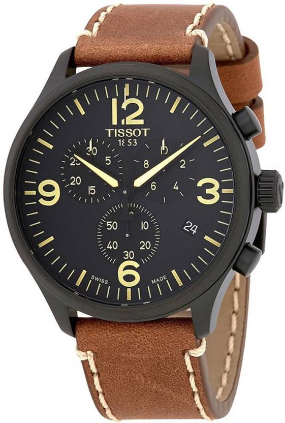 Buy Shop Tissot T Sport Chrono XL Black Dial Brown Leather Strap Watch For Men - T116.617.36.057.00 USA Online