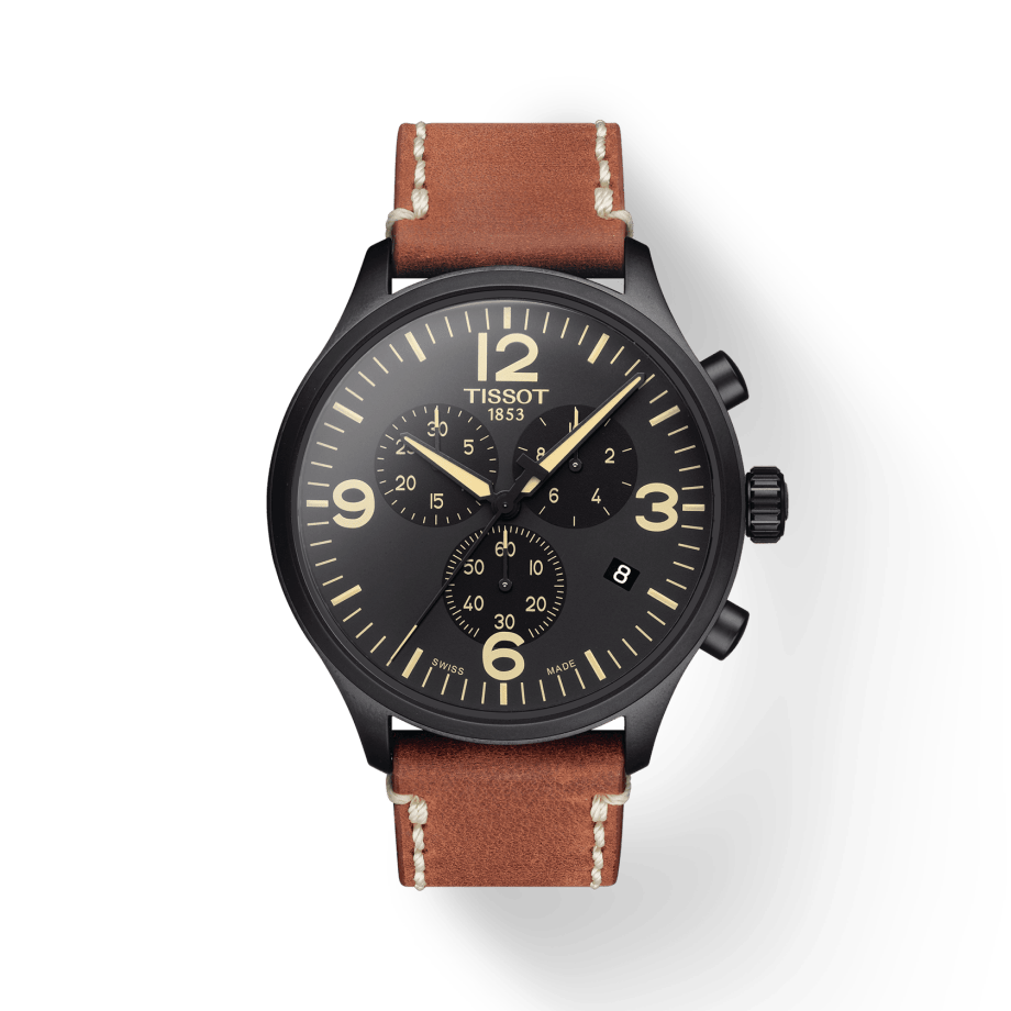 Buy Shop Tissot T Sport Chrono XL Black Dial Brown Leather Strap Watch For Men - T116.617.36.057.00 USA Online