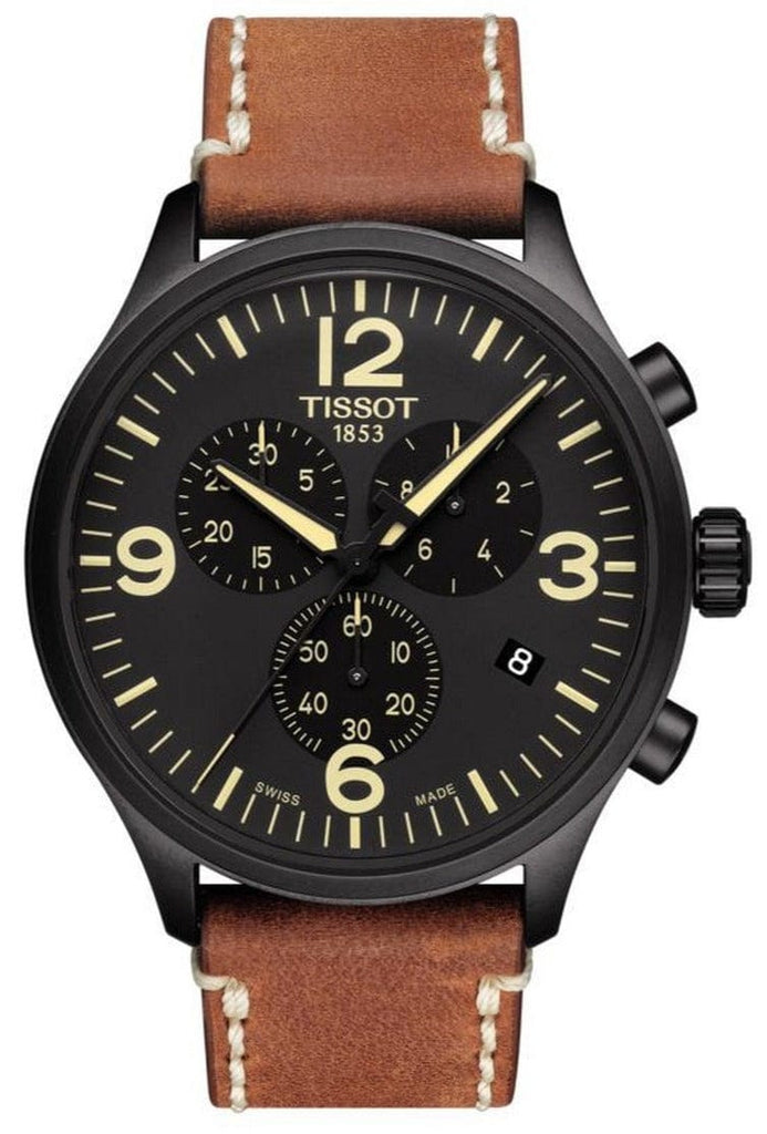 Buy Shop Tissot T Sport Chrono XL Black Dial Brown Leather Strap Watch For Men - T116.617.36.057.00 USA Online