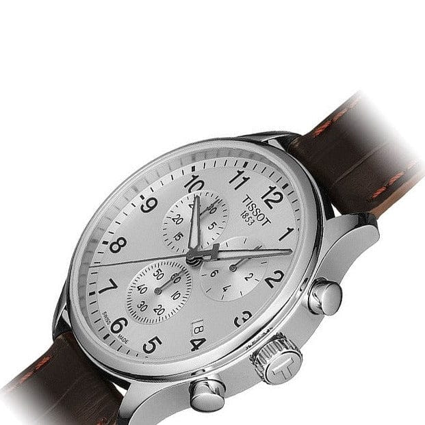 Buy Shop Tissot T Sport Chrono XL Classic Silver Dial Brown Leather Strap Watch For Men - T116.617.16.037.00 USA Online