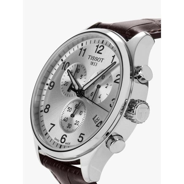 Buy Shop Tissot T Sport Chrono XL Classic Silver Dial Brown Leather Strap Watch For Men - T116.617.16.037.00 USA Online
