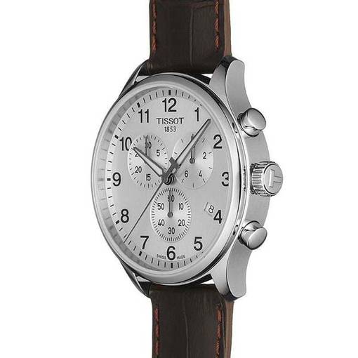 Buy Shop Tissot T Sport Chrono XL Classic Silver Dial Brown Leather Strap Watch For Men - T116.617.16.037.00 USA Online