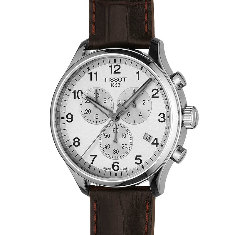 Buy Shop Tissot T Sport Chrono XL Classic Silver Dial Brown Leather Strap Watch For Men - T116.617.16.037.00 USA Online