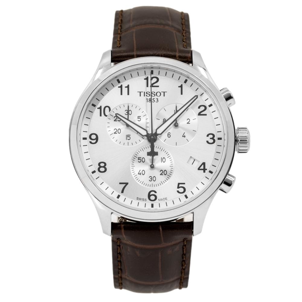 Buy Shop Tissot T Sport Chrono XL Classic Silver Dial Brown Leather Strap Watch For Men - T116.617.16.037.00 USA Online