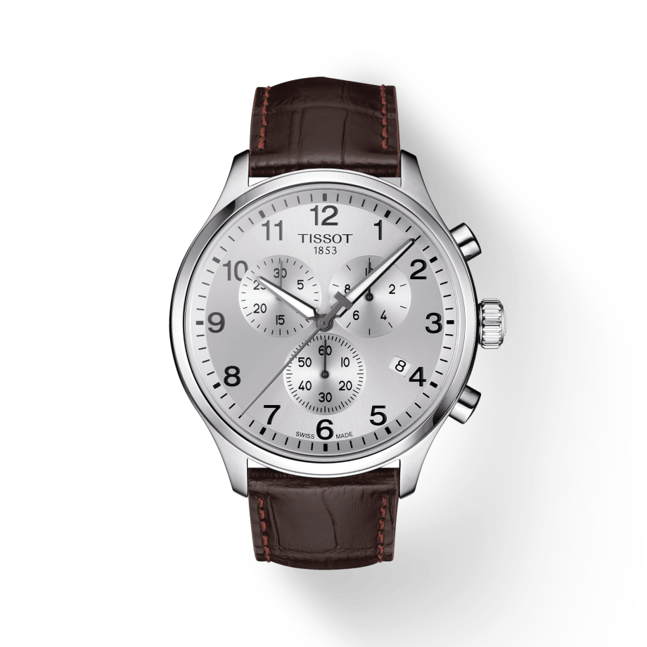 Buy Shop Tissot T Sport Chrono XL Classic Silver Dial Brown Leather Strap Watch For Men - T116.617.16.037.00 USA Online